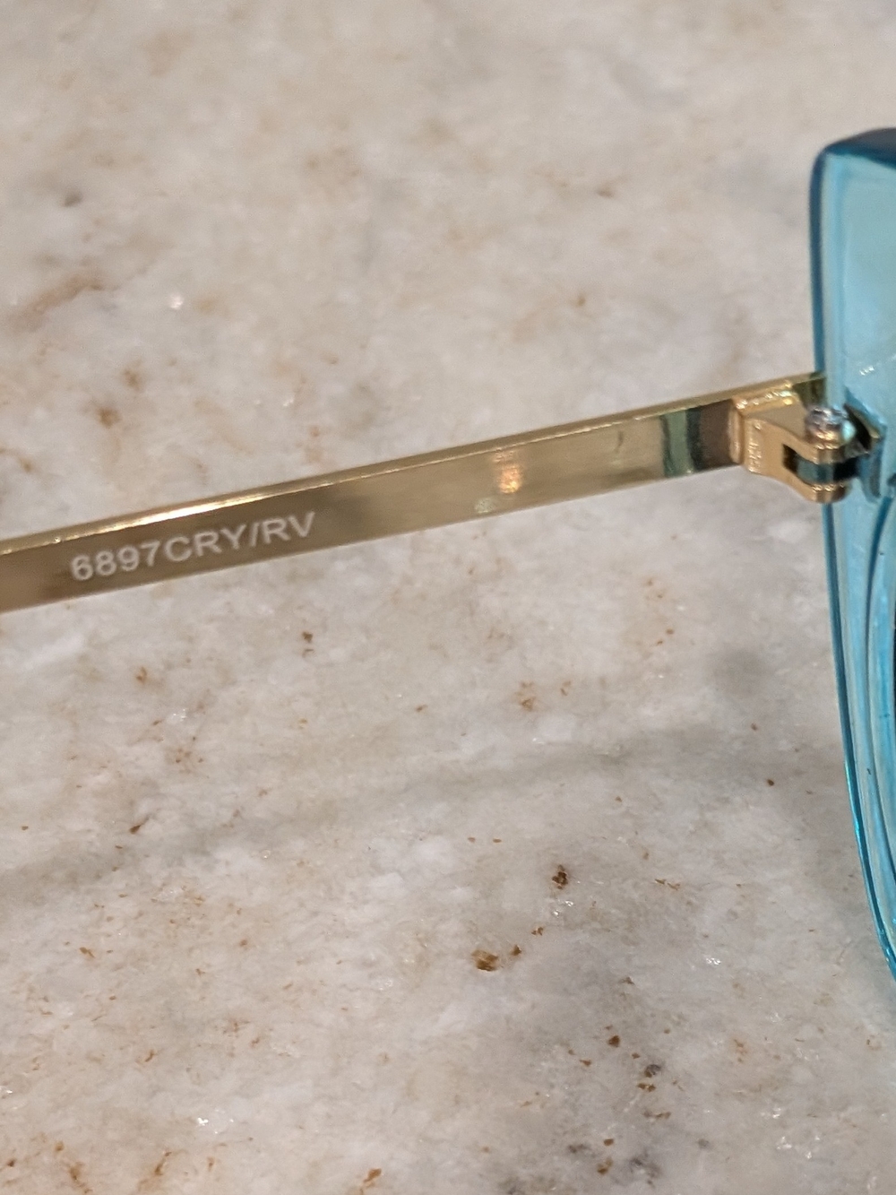 Women’s Teal Transparent Frame Sunglasses with Orange Lenses - Picture 6 of 6